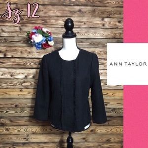 NWT! Ann Taylor LOFT Black Blazer Frayed Trim❤️12